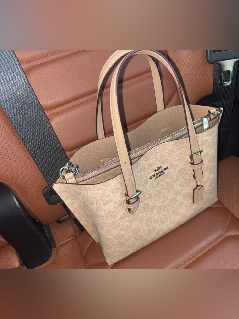 Coach Mollie 25 Tote in Signature Sand Canvas - Picture 5 of 15